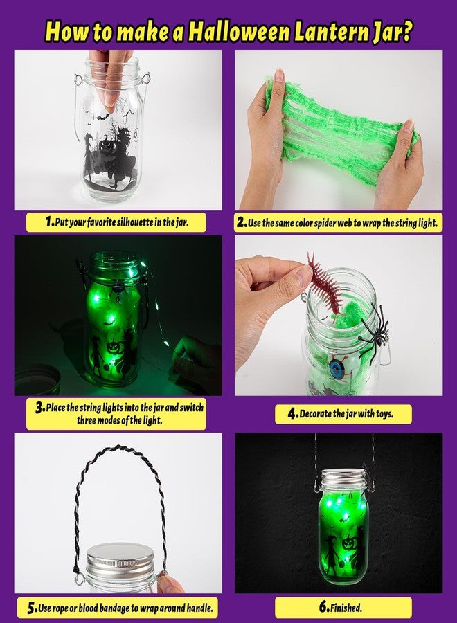 AuroTops Halloween Craft for Kids,4PCS Halloween Mason Jar Kit with Accessories for Kids DIY,Halloween-Theme Art Activities Supplies Gifts for Kids Aged 4-12,Party Decoration Classroom Trick or Treat - Image 3